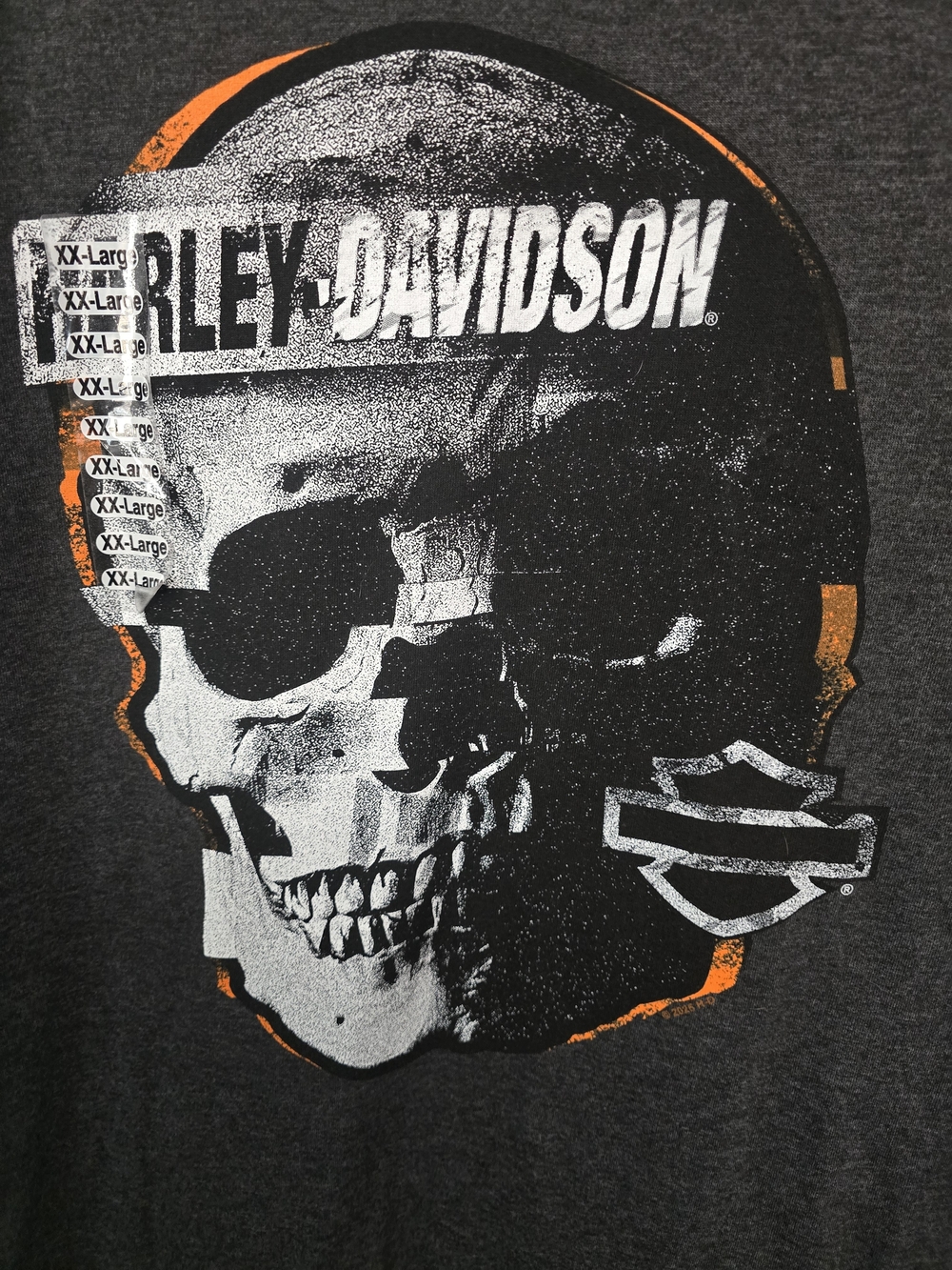 Harley-Davidson Skull Graphic Tee - Charcoal with White & Orange